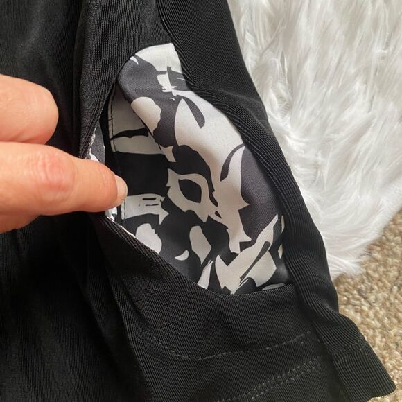 Chico’s Travelers Jacket Slinky Women’s Large Black White Zip Chicos Size 2 - Picture 6 of 12